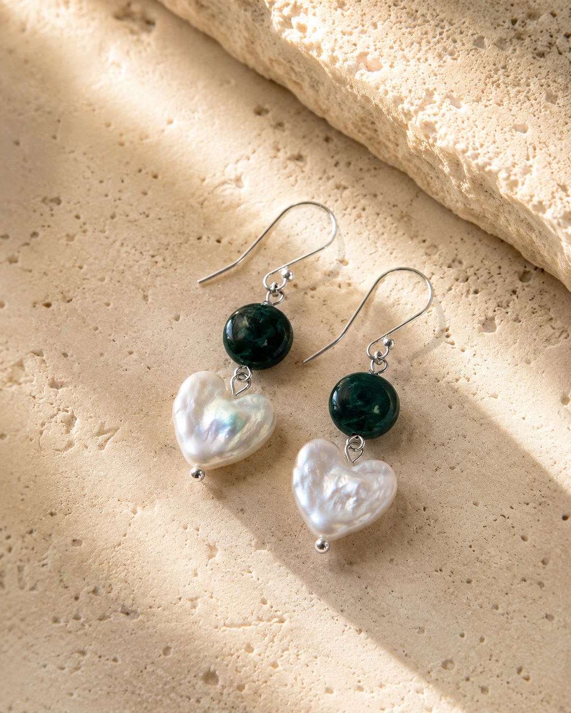 Celeste Heart Pearl Earrings