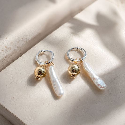 Solene Pearl Hoops