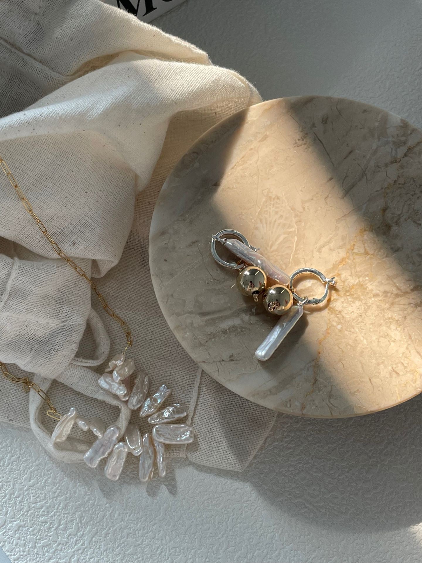 Solene Pearl Hoops