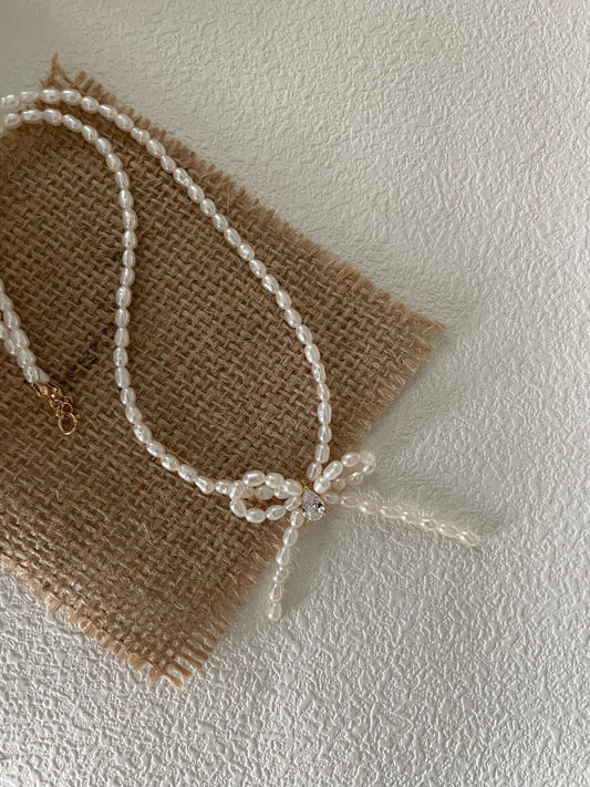 Colette Bow Pearl Necklace