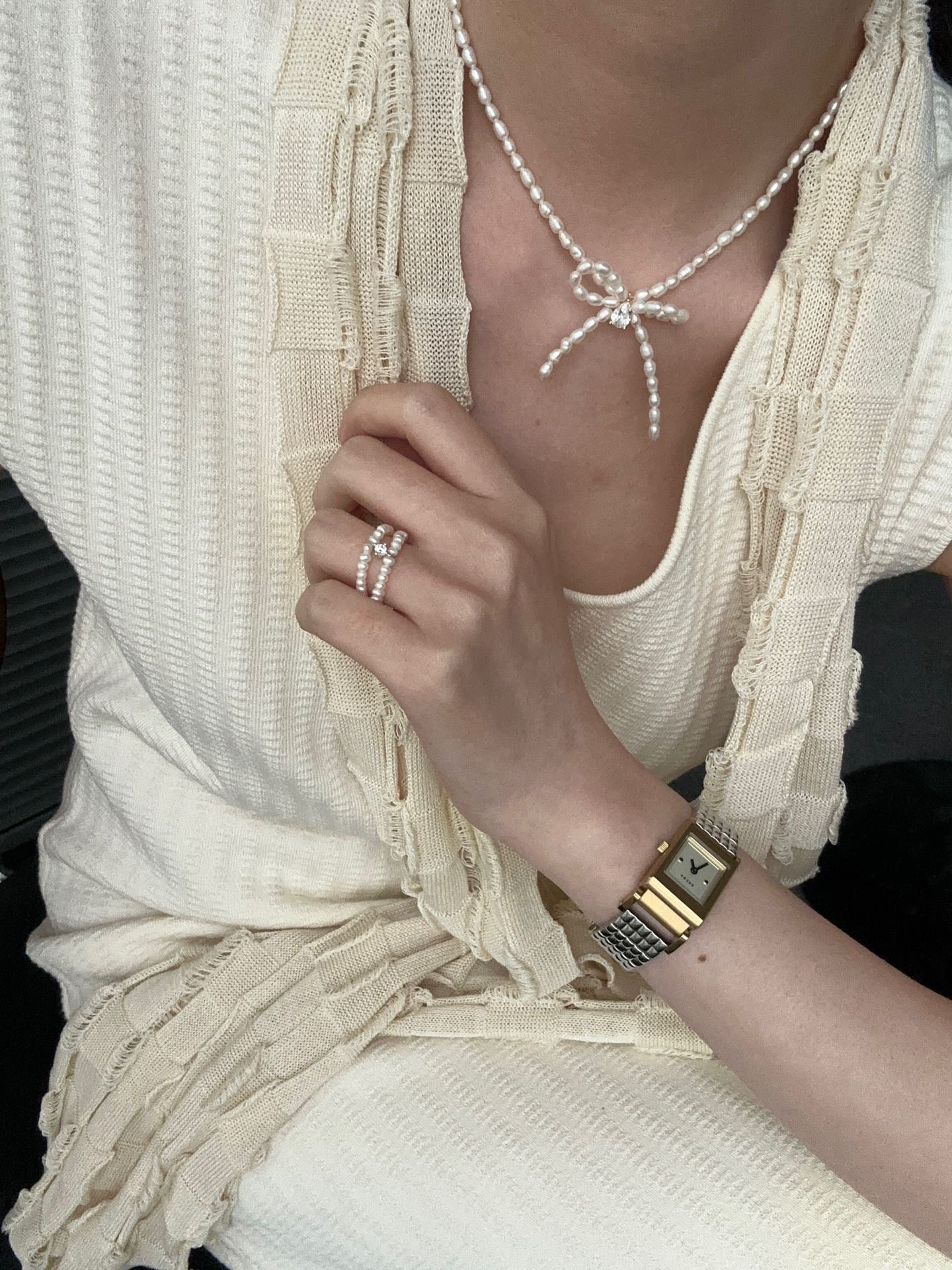 Colette Bow Pearl Necklace