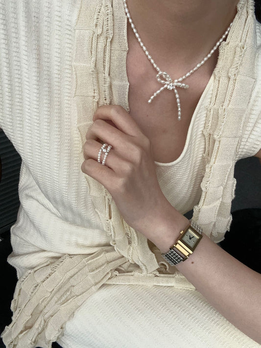 Colette Bow Pearl Necklace