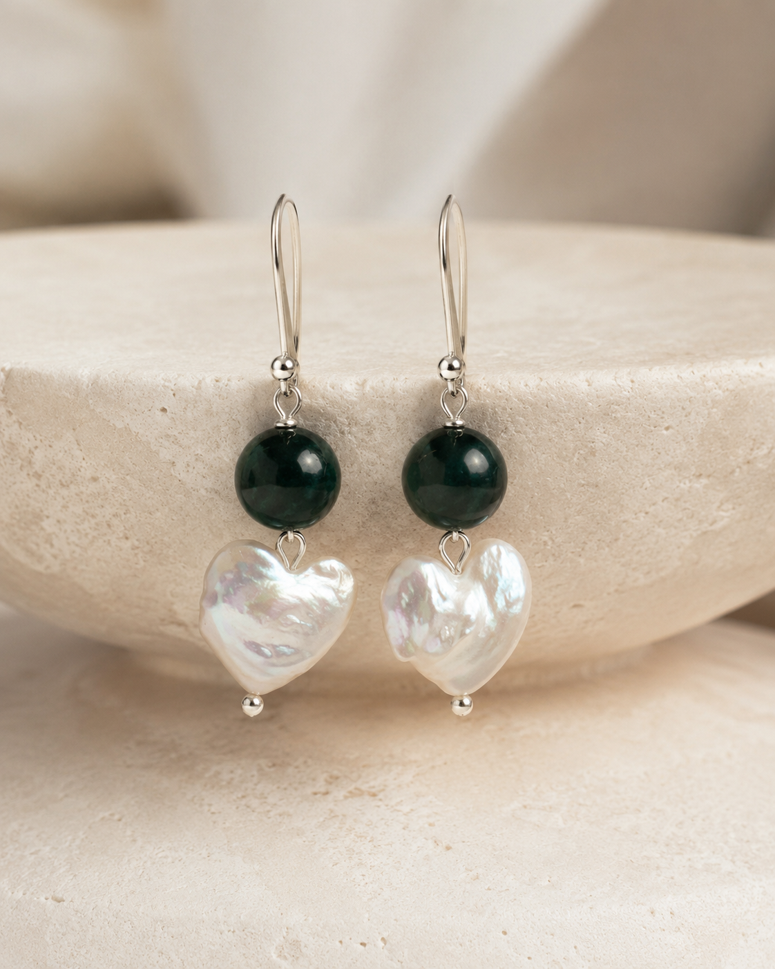 Celeste Heart Pearl Earrings
