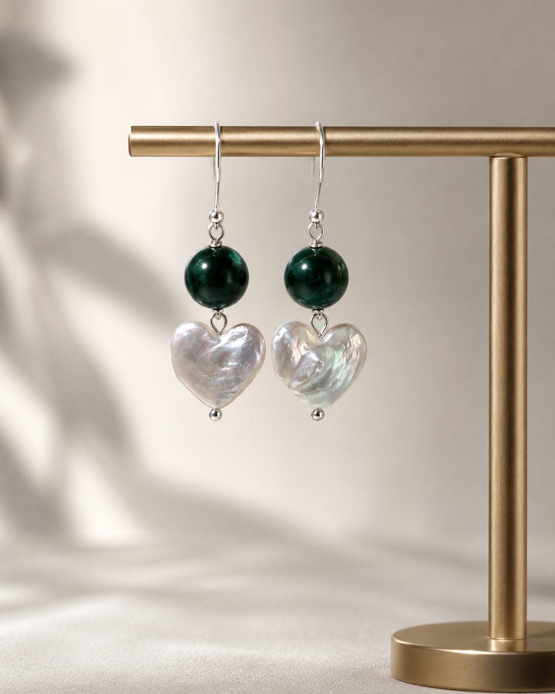 Celeste Heart Pearl Earrings