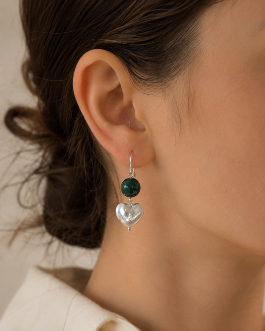 Celeste Heart Pearl Earrings