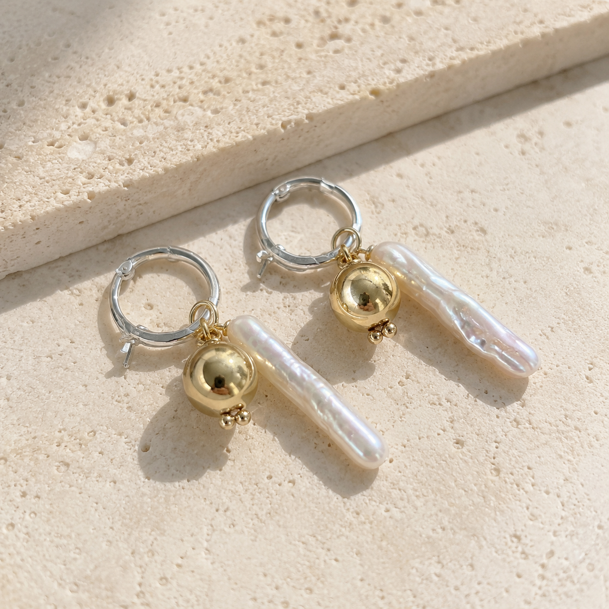 Solene Pearl Hoops