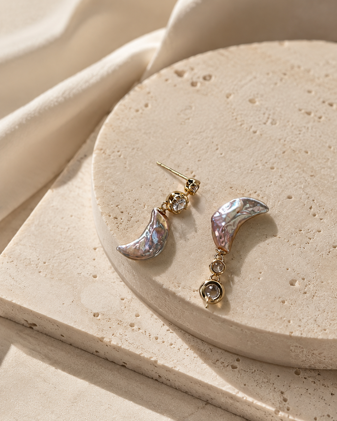 Luna Crescent Pearl Earrings