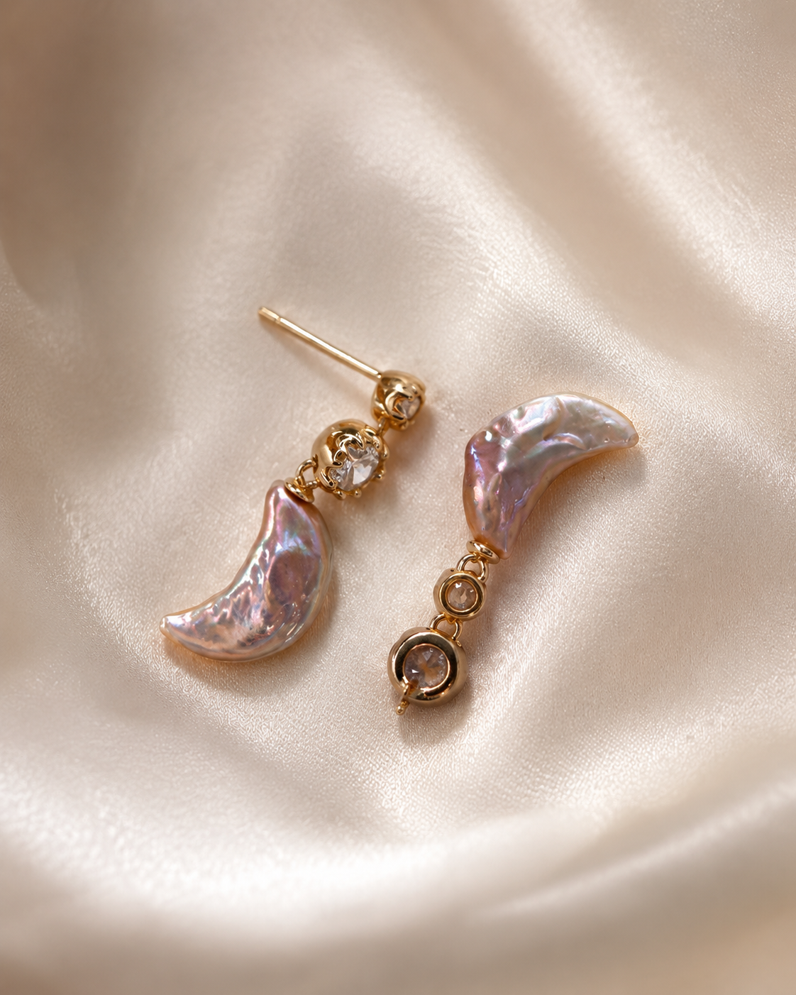 Luna Crescent Pearl Earrings