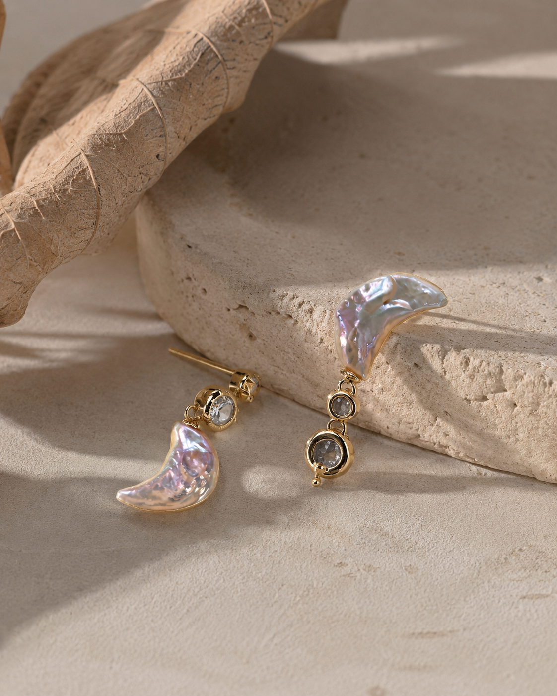 Luna Crescent Pearl Earrings