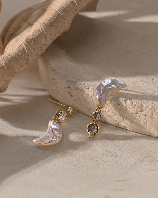 Luna Crescent Pearl Earrings