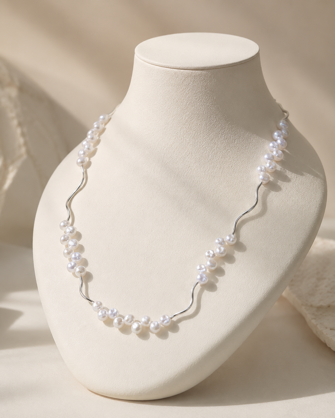 Luna Wave Pearl Necklace