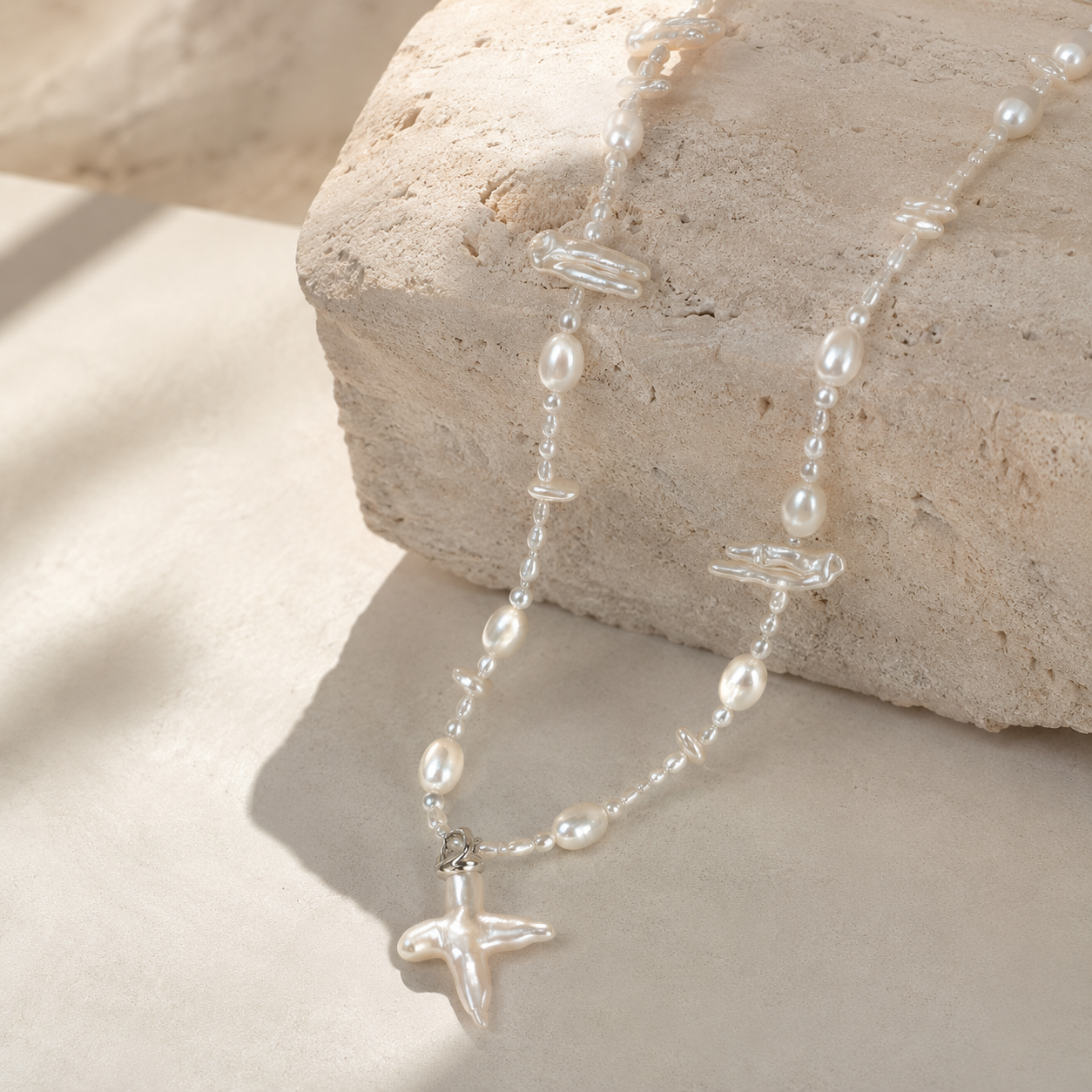 Clair Cross Pearl Necklace