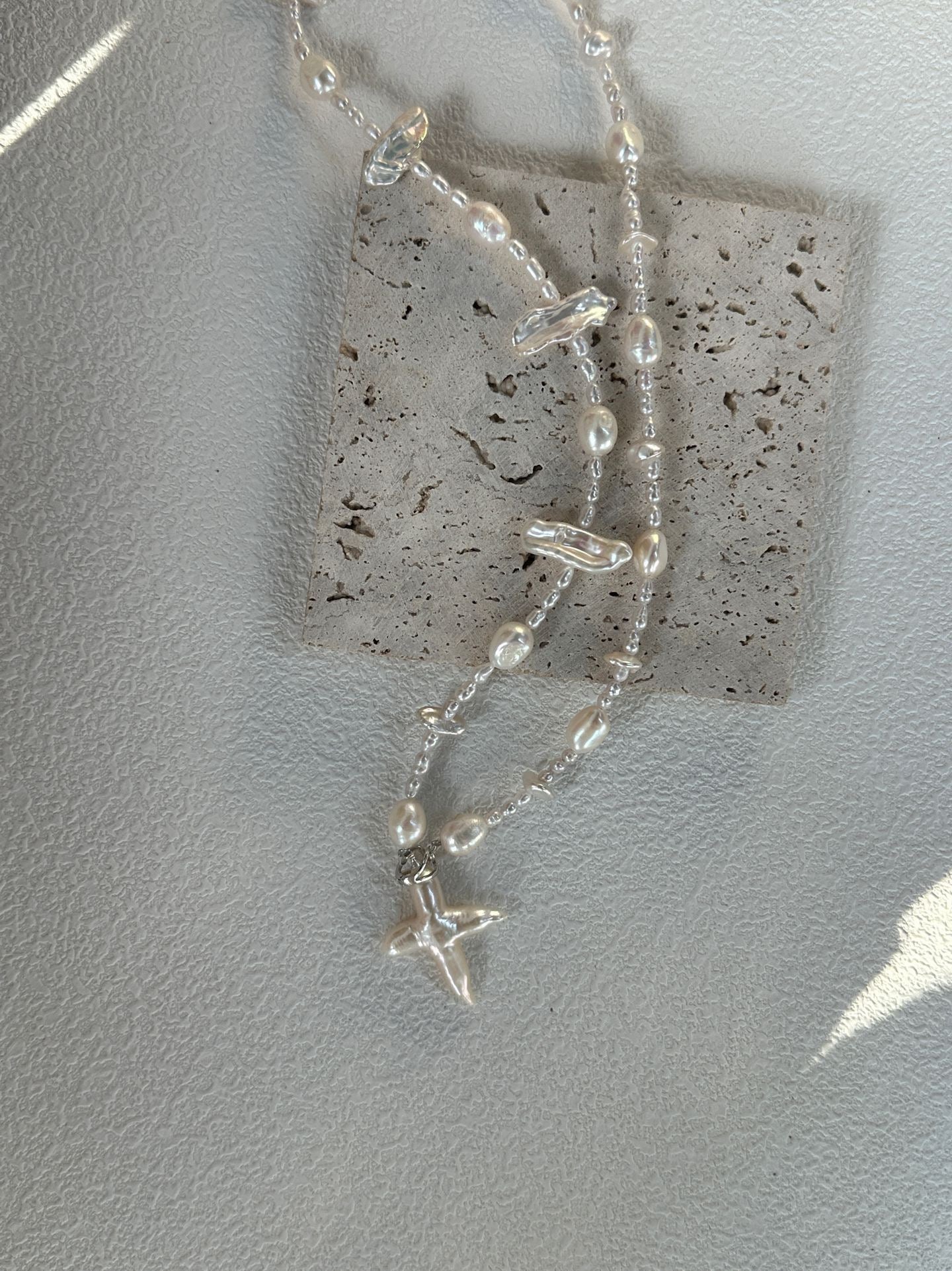 Clair Cross Pearl Necklace