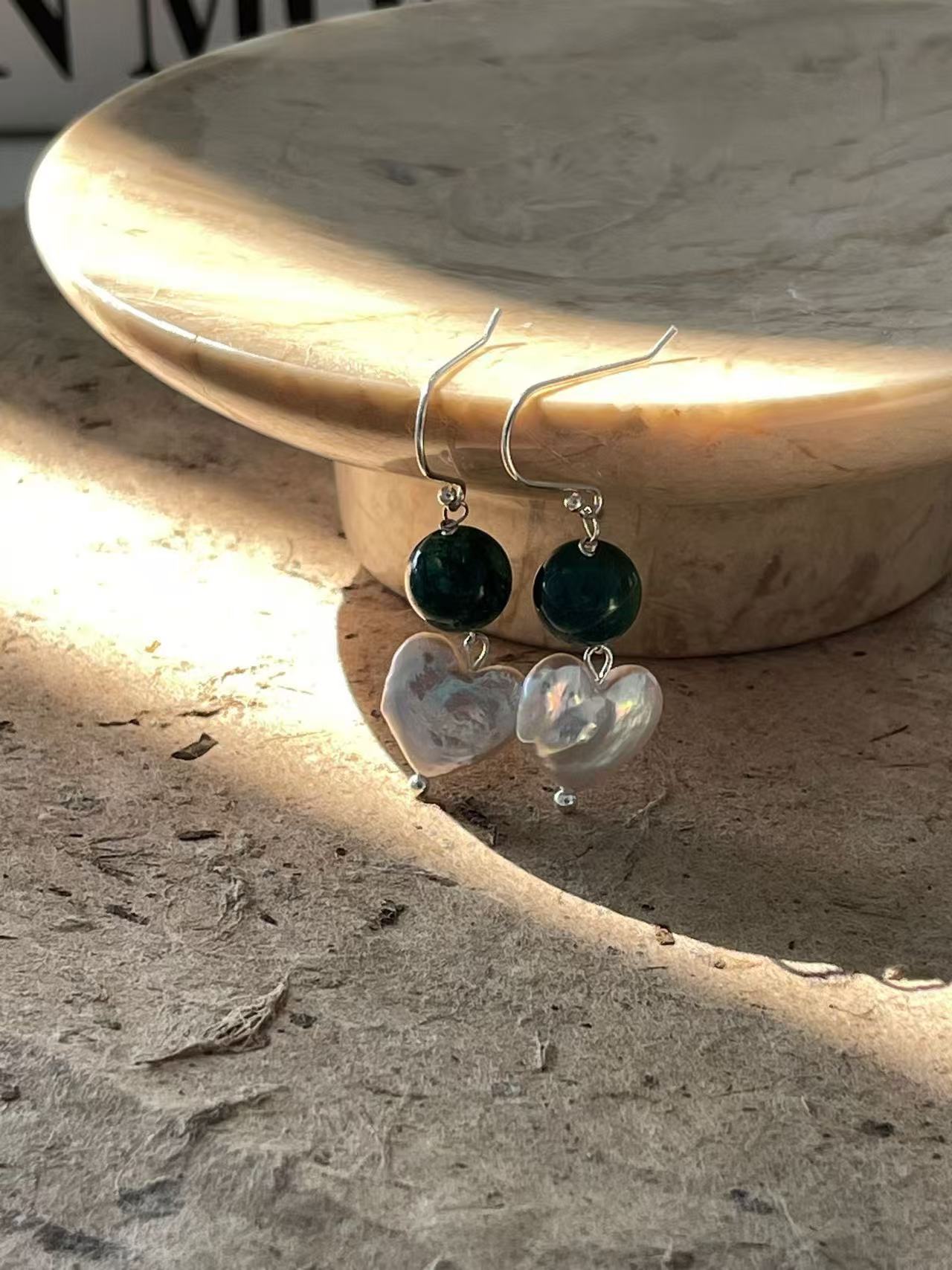 Celeste Heart Pearl Earrings