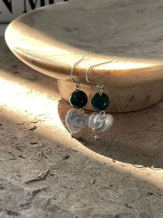Celeste Heart Pearl Earrings